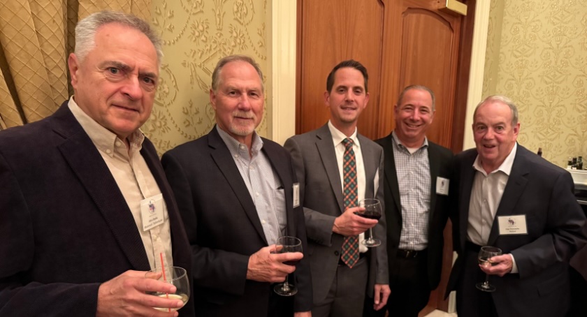 On hand for the the MNYPIA Anthony Mauriello Award are, from left, Alex Radu of Shamrock Technologies, Tom Gwizdalski of Resolute Oil, John Jilek Jr. of Inksolutions, Eric Post of Barentz and Guy Trerotola, MNYPIA vice president.